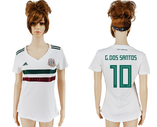 Women's Mexico #10 G.Dos Santos Away Soccer Country Jersey - Click Image to Close